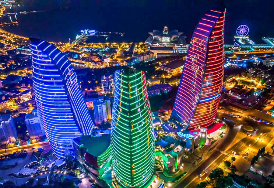 Baku City Night Tour - Flame Towers and Highland Park: Baku from above
