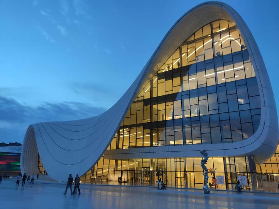 Baku: City Tour with Old City, Flame Towers, and Funicular - The Heydar Aliyev Center from the outside