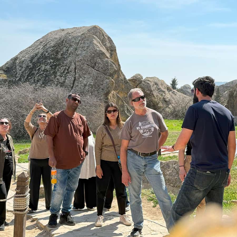 Baku: Gobustan, Mud Volcanoes, Fire Temple, & Yanar Dag Tour - Reading the stone stories at Gobustan