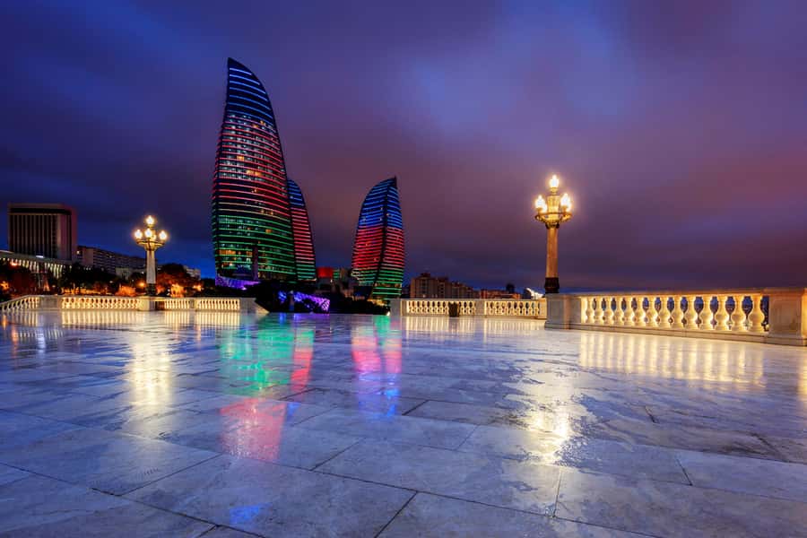 Baku Lights Night Tour with Hotel Pickup - Flag Square and the Caspian waterfront