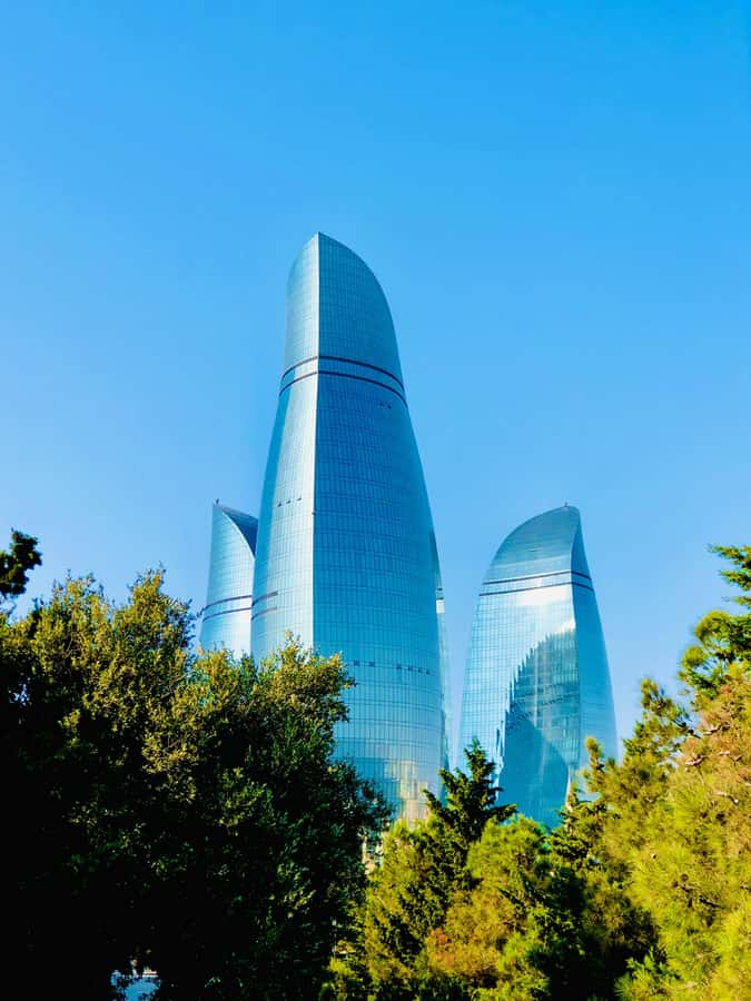 Baku: Night Panoramic Group Tour with Flame Towers 1 - The Flame Towers after dark