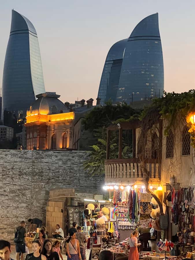 Baku: Night Panoramic Group Tour with Flame Towers 1 - Old City sights before the lights come on