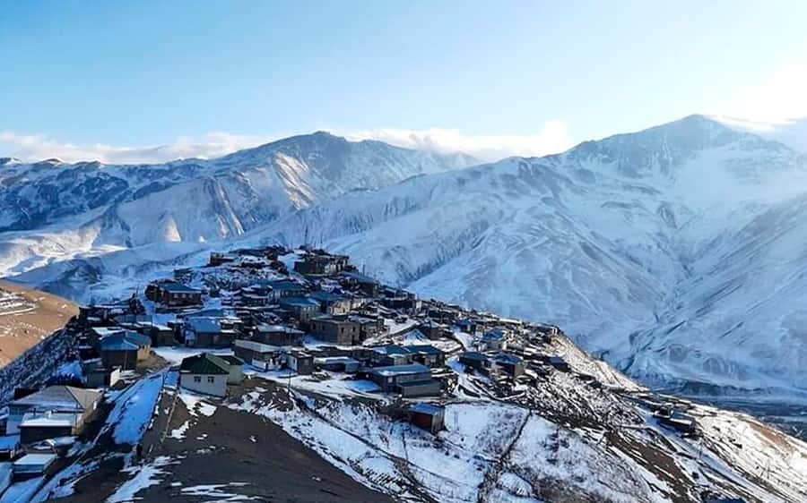 Baku: Quba Khinaliq Group Tour, Free Gobustan Absheron Tour - Leaving Baku for Beshbarmag Mountain